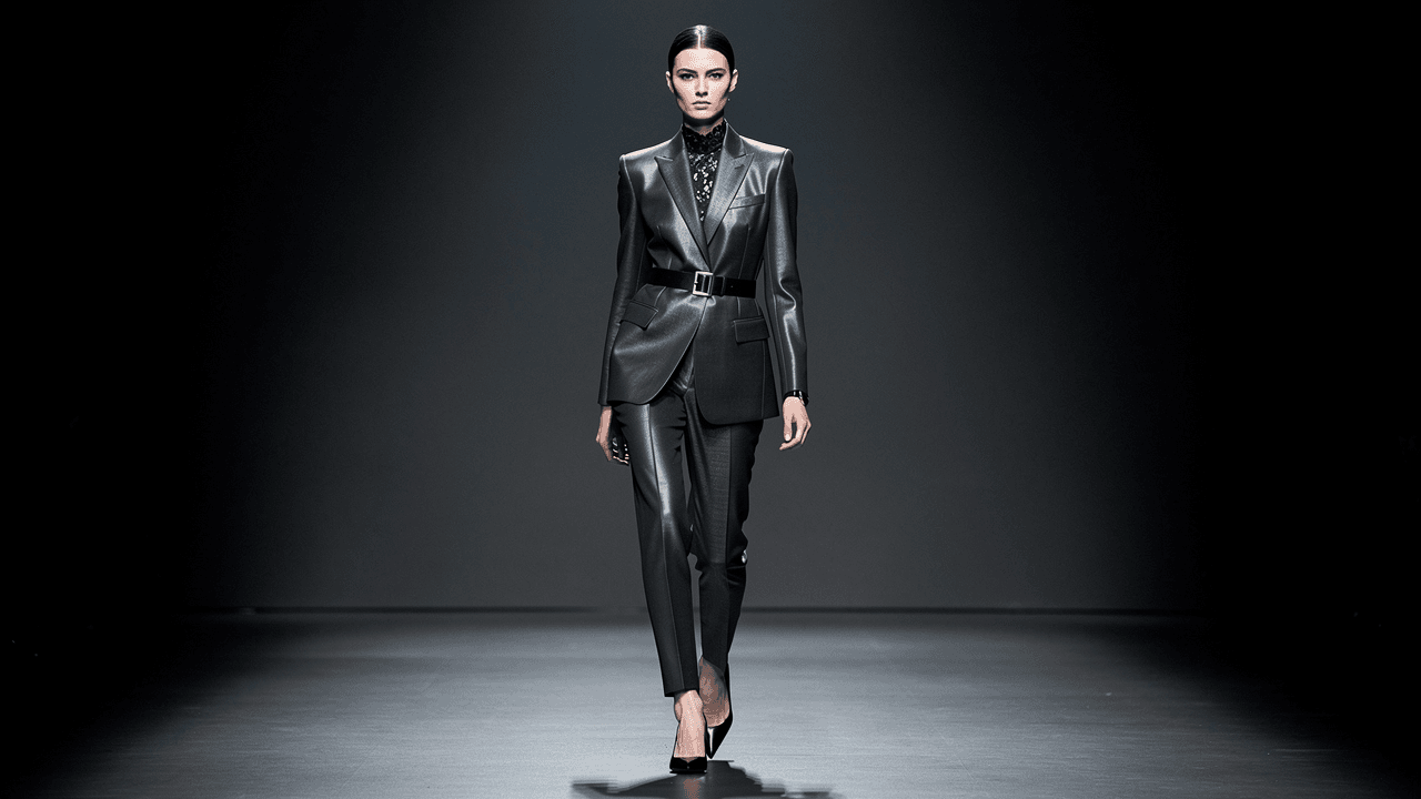 High-fashion model on runway
